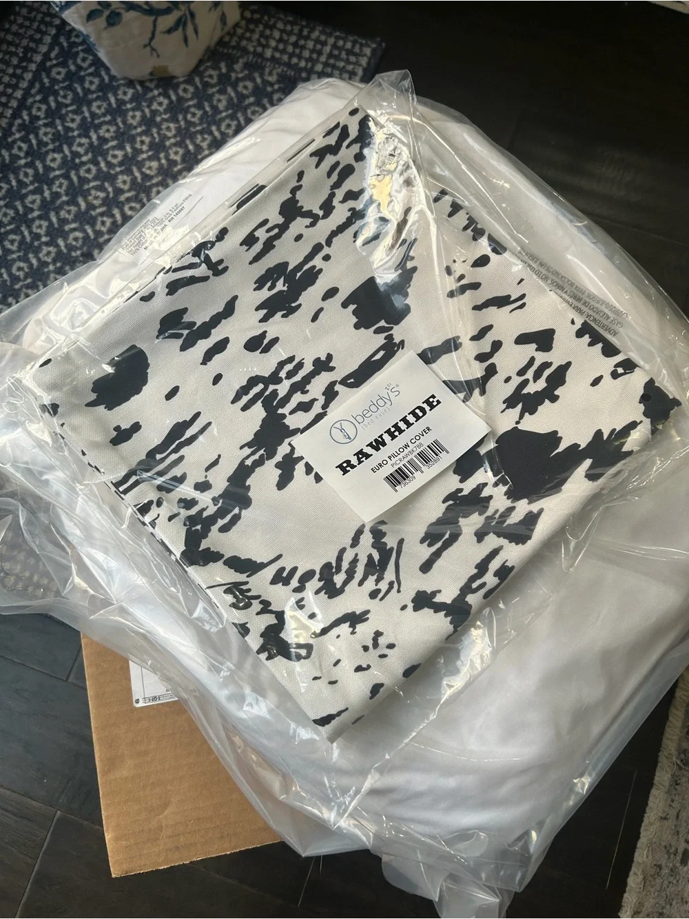 Beddy’s New Cow ‘Rawhide’ print pillow case & down insert
